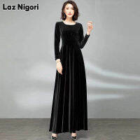 Laz Nigori Noble LADIES Autumn And Winter Gold Velvet Dress กระโปรงยาวเอว