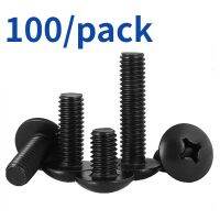 100Pcs/lot TM Screws Phillips Truss Mushroom Head Screw M2 M2.5 M3 M3.5 M4 M5 M6 Black Plated Electronic Carbon Steel Screws Screw Nut Drivers