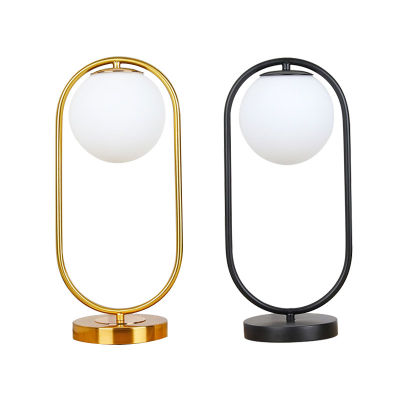 Modern Nordic Gold Black LED Glass Ball Table Desk Lamps Light Lighting For Study Bedside Bedroom Office Studio Home Decoration