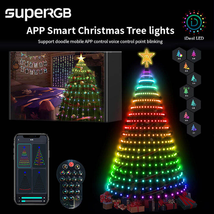 New Smart Christmas Tree Toppers Lights App DIY Picture LED RGB String