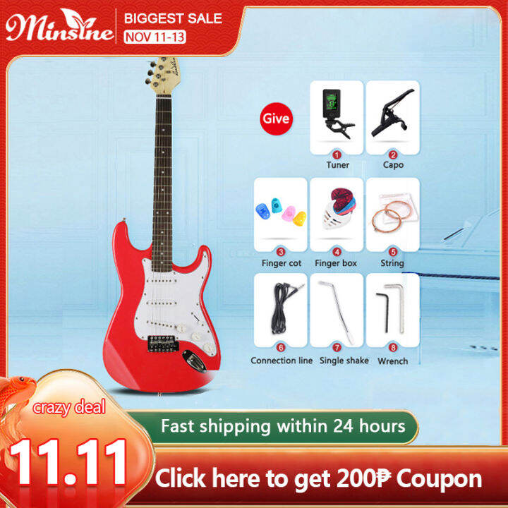 Minsine Electric Guitar on sale 2021, ST beginner electric guitar, all