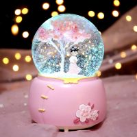 Cherry Blossom Hanfu Crystal Ball Music Box Music Box Snowflake Sky City ของขวัญวันเกิดเด็กผู้หญิง Dream