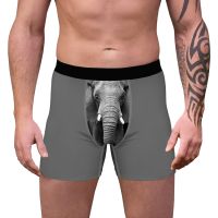 【hot】✶ Mens Boxers Briefs Elephant Printed Shorts Male Brand Underpants Breathbale Panties