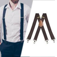 BNCLOTH Suspenders สำหรับผู้ชายกางเกงสายรัดยางยืด Unisex 4คลิป X รูปกว้าง3.5ซม.