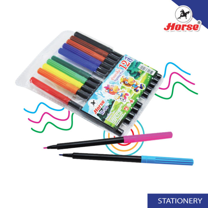 horse-ตราม้า-ปากกาสีน้ำ-h-99-12สี-ชุด