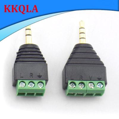 QKKQLA 3.5mm 3 4 Pole Male Connector Terminal 3pin 4pin Audio AUX Earphone Adapter To Headphone Jack Stereo Plug Solderless DIY