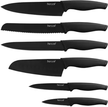 6 Piece Metallic Knife Set with Case, Professional Sharp Kitchen Knife Set, Dishwasher  Safe Stainless Steel Knives Set for Cooking in Black, Scratch Resistant and  Rust Proof