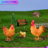 KLOMKZ 3/10Pcs สีสันสดใส ภูมิทัศน์ขนาดเล็ก rooste กระถางต้นไม้บอนไซ เรซิน ไก่ตัวผู้รูปแกะสลัก น่ารักน่ารักๆ ขนาดเล็กมากๆ รูปปั้นไก่ขนาดเล็ก เครื่องประดับสวนนางฟ้า