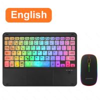 ZF RGB สายรุ้ง Backlit ไร้สายบลูทูธแป้นพิมพ์กับทัชแพดและเมาส์ไร้สายขนาดเล็กวินโดว์แอนดรอย IOS คีย์บอร์ดสำหรับ iPad