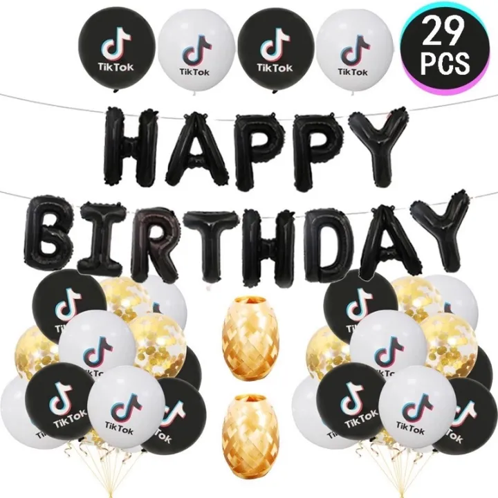 Ready Stock New 29pcs Tiktok Theme Birthday Party Supplies TIK TOK