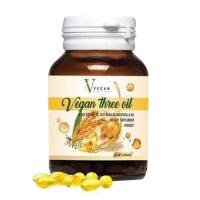 [[ของเเท้100%]] VEGAN three oil วีแกน ทรีออยล์ น้ำมันรำข้าว น้ำมันงา น้ำมันงาม่อน สกัดเย็น บรรจุ 30 เม็ด (1 กระปุก)