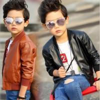 QianXing Shop Boys Fashion Coats Faux Leather Jackets Children Outerwear Jacket