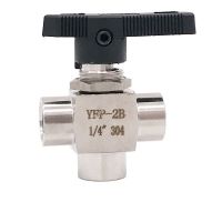 【hot】♞✳  3 way female thread valve 1/8  1/4  3/8  1/2  3/4  stainless steel 304 high pressure temperature ball