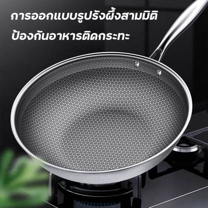 กระทะรังผึ้ง-non-stick-ขนาด-34cm-กระทะสแตนเลส-pan-กระทะเกาหลี-กระทะก้นลึก-กะทะเหล็ก-กระทะทรงกลม-กระทะไม่ติดกระทะ-teflon-cooking-กระทะทอด