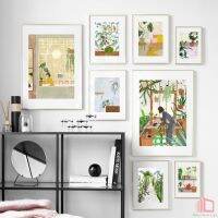 ❈❏ ผู้หญิง Orchid แคคตัสปาล์มภาพประกอบ Wall Art ผ้าใบ Nordic โปสเตอร์พิมพ์ภาพผนังสำหรับตกแต่งห้องนั่งเล่น Unframed