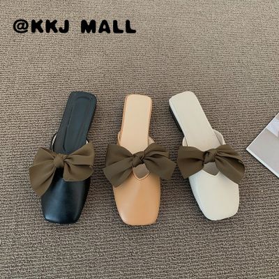 KKJ MALL รองเท้า รองเท้าผู้หญิง รองเท้าแตะร แฟชั่น สินค้ามาใหม่ ธรรมดา สไตล์นางฟ้า หูกระต่าย หัวเหลี่ยม รองเท้าแตะ