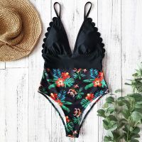 2021 y Swimsuits Female Shoulder Floral Women Swimwear Push Up Bathing Suits Bodysuits Beach wear Ruffle