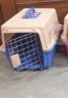 บ็อคเดินทาง กรงเดินทางใส่สัตว์เลี้ยง กรงหิ้ว Pet travel Carrier Size M สีฟ้า ขนาด 48x32x30 ซม.