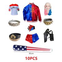 Halloween Adult Harley Quinn Cosplay Costume Quinn Squad Harley Monster T-Shirt Jacket Jacket Pants Accessories Full Set