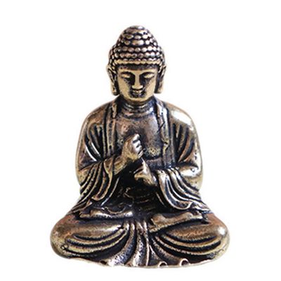 4X Mini Buddha Statue Bronze Buddha Statue Chinese Buddhism Pure Copper Bronze Sakyamuni Buddha Statue