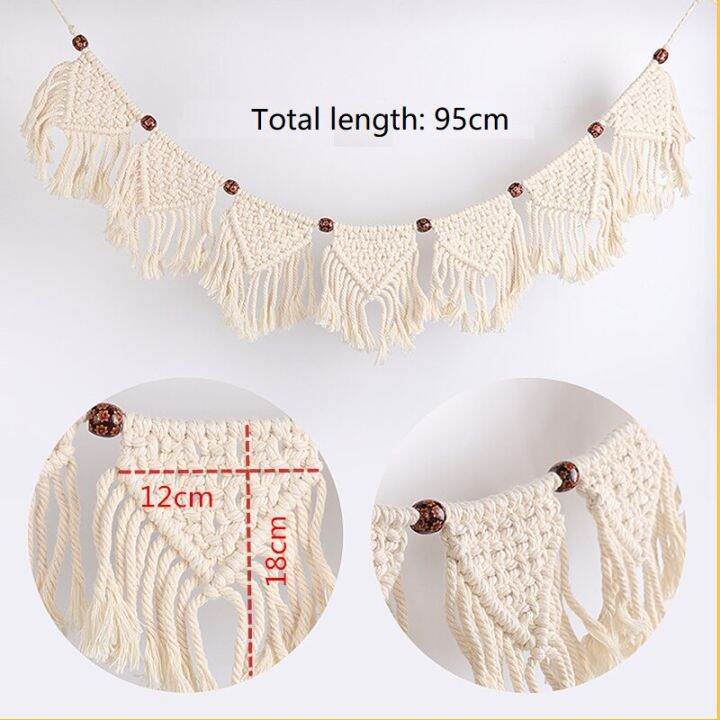 โบฮีเมียนธงประดับถัก-macrame-แขวนผ้าม่านติดผนังโบฮีเมียนของตกแต่งห้องรับแขกห้องนอนบ้านอุปกรณ์ประดับตกแต่งนอร์ดิก