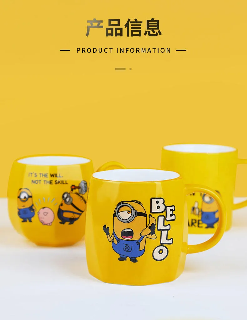 Minions Mug Ceramic with Lid Spoon Cartoon Water Cup Creative Personality  Trendy Coffee Cup Couple Cute Female | Lazada Singapore