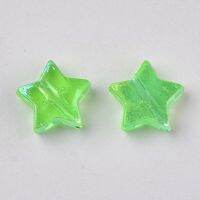 Beadthoven 20-200pcs Transparent Plastic Beads AB Color Plated Star Mixed Color 11x11x4mm Hole: 1.6mm