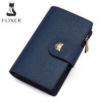 Bfhn FOXER กระเป๋ากระเป๋าคลัตช์ PU หนังขนตาคุณภาพสูง Dompet Koin กระเป๋าสตางค์ความจุมากขนาดเล็กของผู้หญิงหรูหราที่เก็บการ์ดแฟชั่น