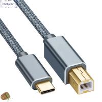 PHILLIPOHN ไนลอนถัก คอมพิวเตอร์ สแกนเนอร์ USB Type-C เป็น USB B 2.0 เครื่องพิมพ์ สายเครื่องพิมพ์ ความเร็วสูง