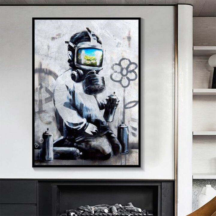 banksy-เกมเปลี่ยนพยาบาล-tribute-ภาพวาดผ้าใบนามธรรมโปสเตอร์และพิมพ์ภาพผนังสำหรับตกแต่งห้องนั่งเล่น-cuadros