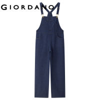 GIORDANO Women Pants Adjustable Gallus Fashion Denim Jumpsuits Wide Leg Multi-pocket Relaxed Casual Denim Overalls 18413701TH