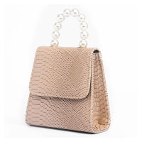 Luxury Snake Pattern Evening Bag Pearl Chain Crossbody Bags Gradient Solid Color Handbag New Elegant Lady Party Clutch Bag XA36H