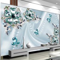 Custom Any Size Mural Wallpaper 3D Stereo Green Crystal Flowers Luxury Wall Painting Living Room TV Sofa Bedroom Papel De Parede