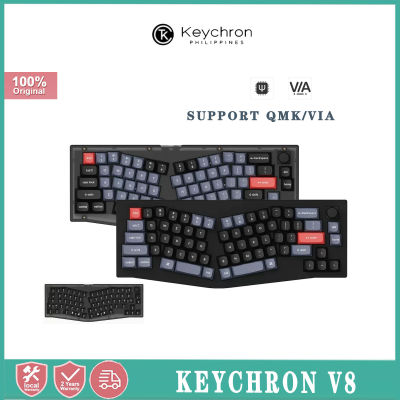 Keychron V8 QMK/ผ่านสาย65% Alice รุ่นที่กำหนดเองคีย์บอร์ดแบบกลไกลูกบิด