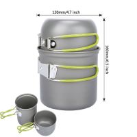 Outdoor hiking and camping cookware set 1-2 person portable lightweight cooking cutlery picnic pots and pans