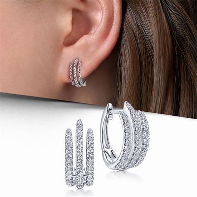【YP】 Huitan Three Claw Hoop Earrings Luxury for Fashion Jewelry