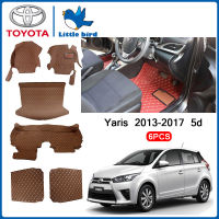 little bird พรมปูพื้นเข้ารูปรถยนต์ Toyota Yaris 5ประตู ปี2013-2017 6PCS ( หนัง PVC 12 สี ) พรมปูพื้นรถยนต์ พรมรถยนต์