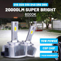 D3S LED ไฟหน้า HID D1S D2S D4S D5S D8S D1R D2R D3R เทอร์โบ LED 20000LM สองด้าน CSP ชิป6000พันสีขาว70วัตต์ P LUG &amp; P Lay LED หลอดไฟ