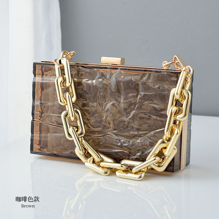 Cracked Ice Acrylic Transparent Clutch Evening Bag