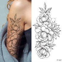 【YF】 tattoo sticker women flower rose peony black tatouage temporaire femme temporary sleeve waterproof body art fashion