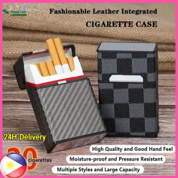 Creative Luxurious Gentlemen Cigarette Case Ultra Thin Metal Cigarette Case  20 Portable Leather Cigarette Box Male Creative Thin Metal Cigarette Holder