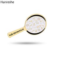 ♠❅▦ Hanreshe Creative Magnifying Glass Bacteria Brooch Science Biology Lapel Backpack Badge Jewelry Enamel Pins for Doctor Student