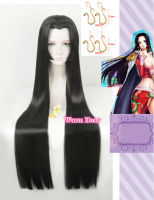 Anime Boa Han Cosplay Wig With Earring Long Black Straight Heat Resistant Synthetic Hair Wigs a wig cap