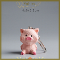 Valitoo งานหัตถกรรมแกะสลักแฮนด์เมดแท้เครื่องประดับหมูน่ารักพวงกุญแจสัตว์เล็กพวงกุญแจห้อยกระเป๋านักเรียนเดสก์ท็อปสร้างสรรค์งานฝีมือตกแต่งหมู