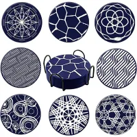 8Pcs Silicone Coaster, Drink Coaster with Holder, Coffee Coaster, Suitable for Bar, Desktop, Non-Slip Desktop Protection