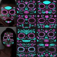 Music festival Face Tattoo Sticker Temporary Skin Tattoo for Party Festival Makeup Tattoo Glow in The Dark Body Sticker