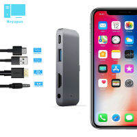 4 In 1 Usb ฮับต่อพ่วง C กับ Aux 3.5Mm อินเตอร์เฟซ4K Hdmi เข้ากันได้สำหรับ Ipad Pro 11/12 9 2019/2020