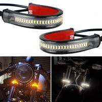 สัญญาณไฟเลี้ยวรถจักรยานยนต์ LED อเนกประสงค์2ชิ้นไฟ DRL สีเหลืองอำพันสีขาว Moto กะพริบโคมไฟแถบส้อมรถจักรยานยนต์ไฟกะพริบ12V รถจักรยานยนต์