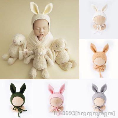 ✚❣ hrgrgrgregre ❤CYMMHCM-bonito malha coelho chapéu para recém-nascidos fotografia adereços bebê foto acessórios estúdio infantil shoot Ear Cap