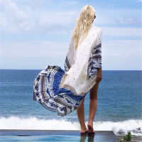 ฤดูร้อนใหม่ปกคลุมชายหาดผู้หญิงดอกไม้ชุดพาเรโอผี้ฟอง Beach Cape Boho ชุดว่ายน้ำมีสไตล์ชุดชายหาด Kaftan สำหรับวันหยุด